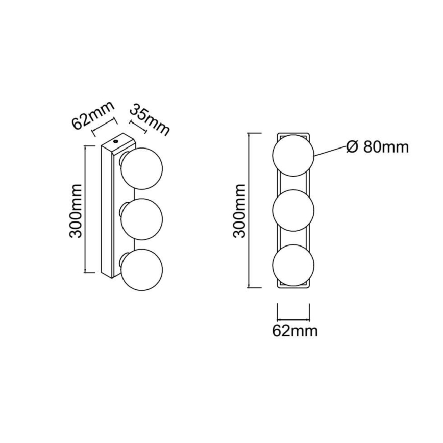 Open Design OR85716 - Applique murale pour salle de bains MERINO 3xG9/8W/230V 30 cm IP44, finition laiton
