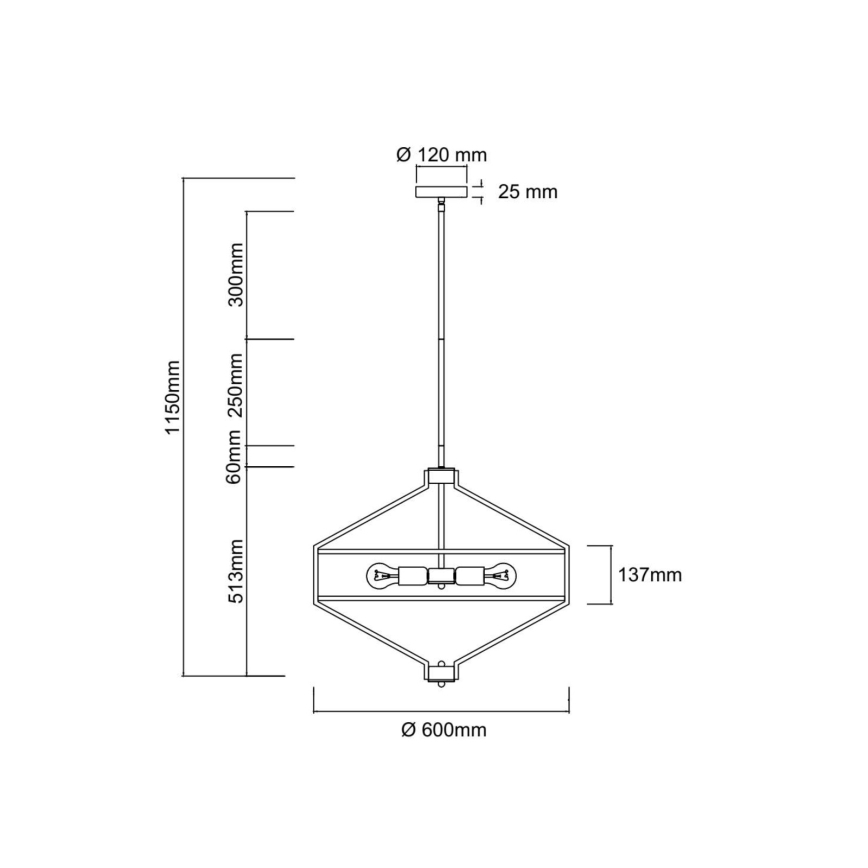 Open Design OR85822 - ZUNDO hanglamp met stang 4xE27/15W/230V mat chroom/wit
