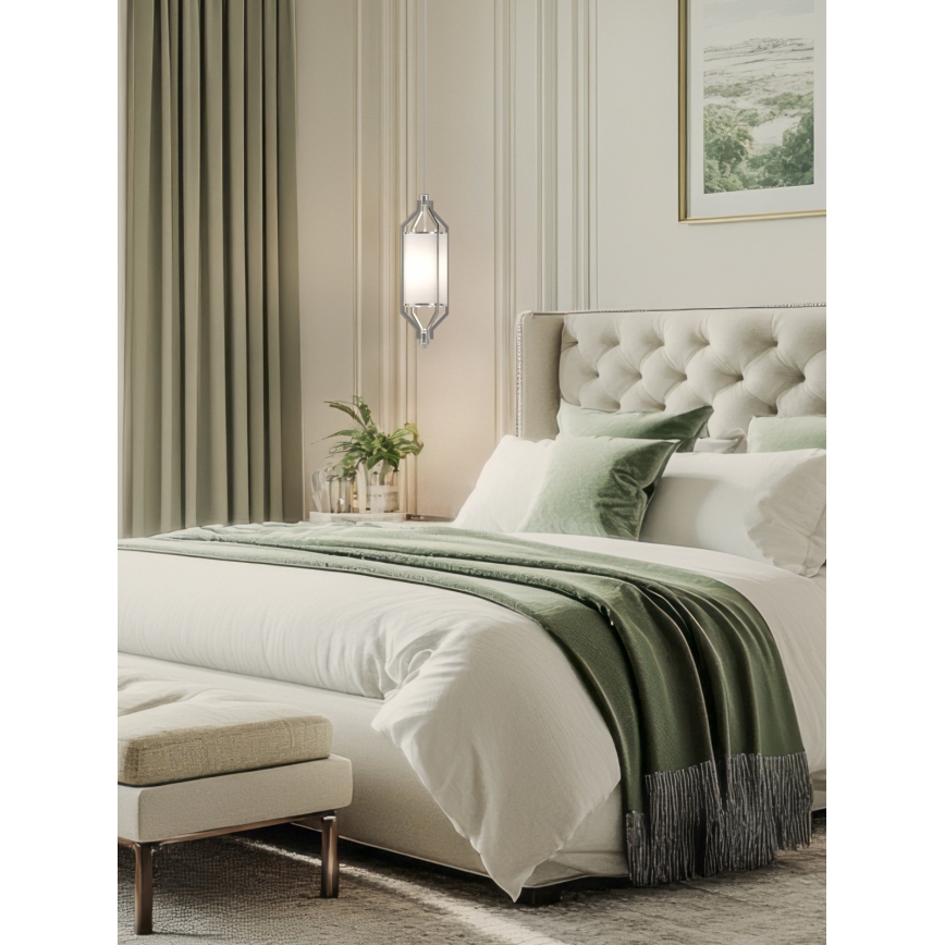 Open Design OR85853 - Suspension sur tige ZUNDO 1xE27/15W/230V chrome mat/blanc