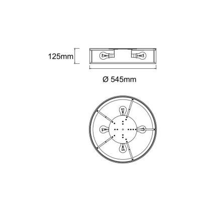 Open Design OR85983 - Plafonnier ZALINDRO 4xE27/15W/230V Ø 54,5 cm blanc/noir