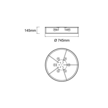 Open Design OR86065 - Plafondlamp ZALINDRO 6xE27/15W/230V Ø 74,5 cm wit/glanzend chroom