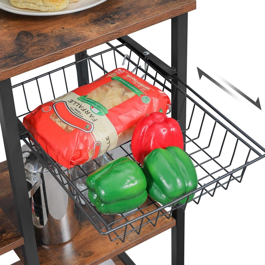 Open plankenrek voor de keuken MARGE, bruin/zwart