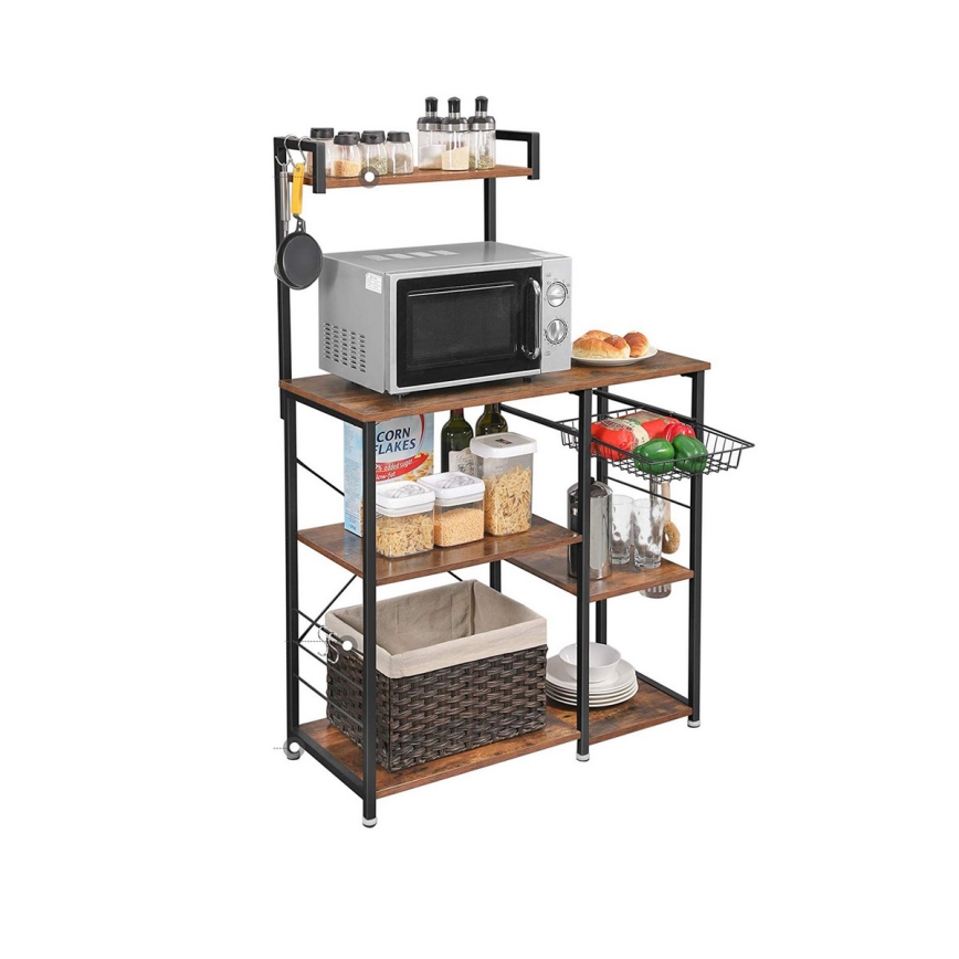 Open plankenrek voor de keuken MARGE, bruin/zwart