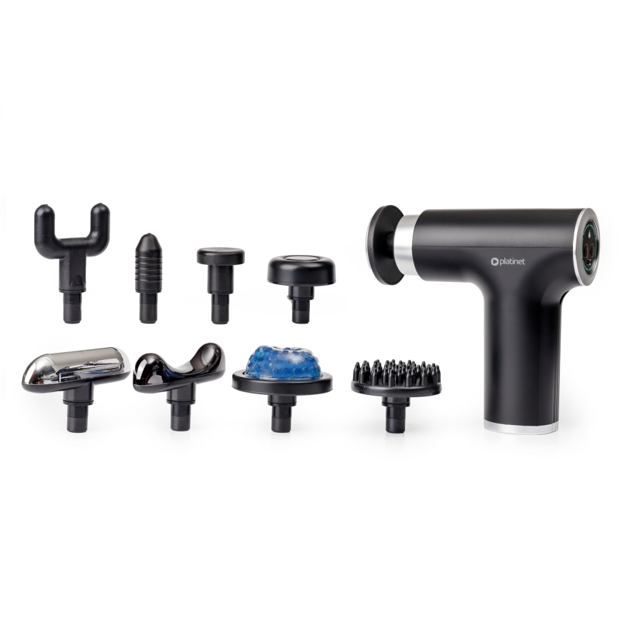 Oplaadbaar massagepistool met 9 koppen 25W/5V 1200 mAh