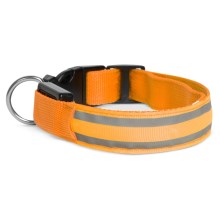 Oplaadbare LED Honden Halsband 45-52 cm 1xCR2032/5V/40 mAh oranje