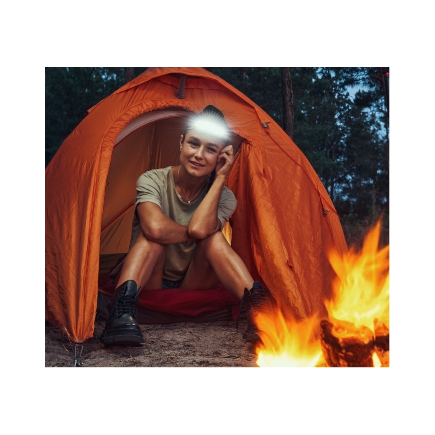 Oplaadbare LED-hoofdlamp 2×LED, 5V, 180 lm, 900 mAh, zwart