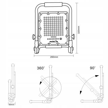 Dimbare oplaadbare LED-schijnwerper met statief LED/100W/3,2V 4500K 10000 mAh IP65 oranje