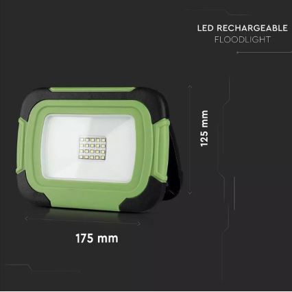 Oplaadbare LED Schijnwerper SAMSUNG CHIP LED/10W/3,7V IP44 4000K groen