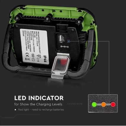 Oplaadbare LED Schijnwerper SAMSUNG CHIP + SOS functie LED/10W/3,7V/USB IP44 4000K groen