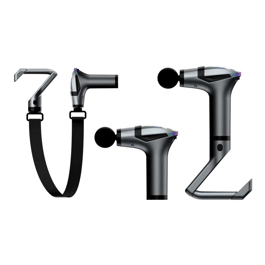 Oplaadbare massagepistool met 4 opzetstukken en riem 25W/5V 1500 mAh