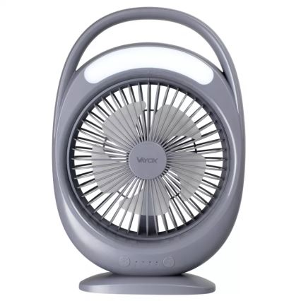 Oplaadbare tafelventilator met LED-verlichting LED/2,8W/5V USB 2400 mAh grijs