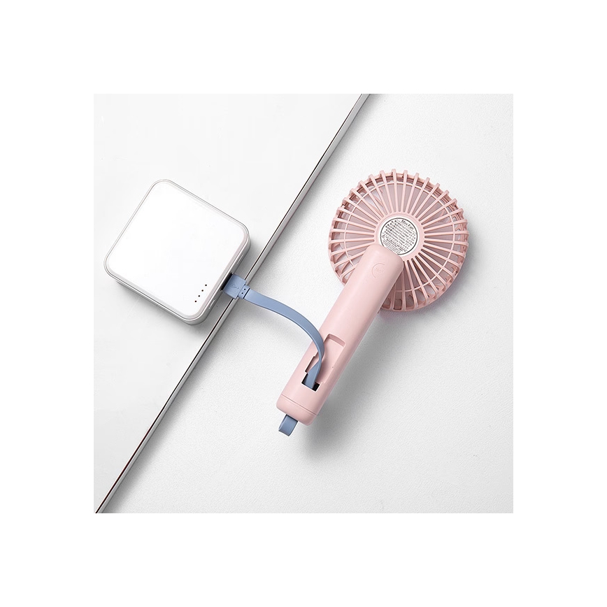 Oplaadbare zakventilator 5W/5V 1200 mAh roze