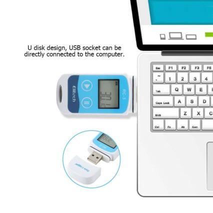 Opnemende thermometer USB/1xCR2032 IP67