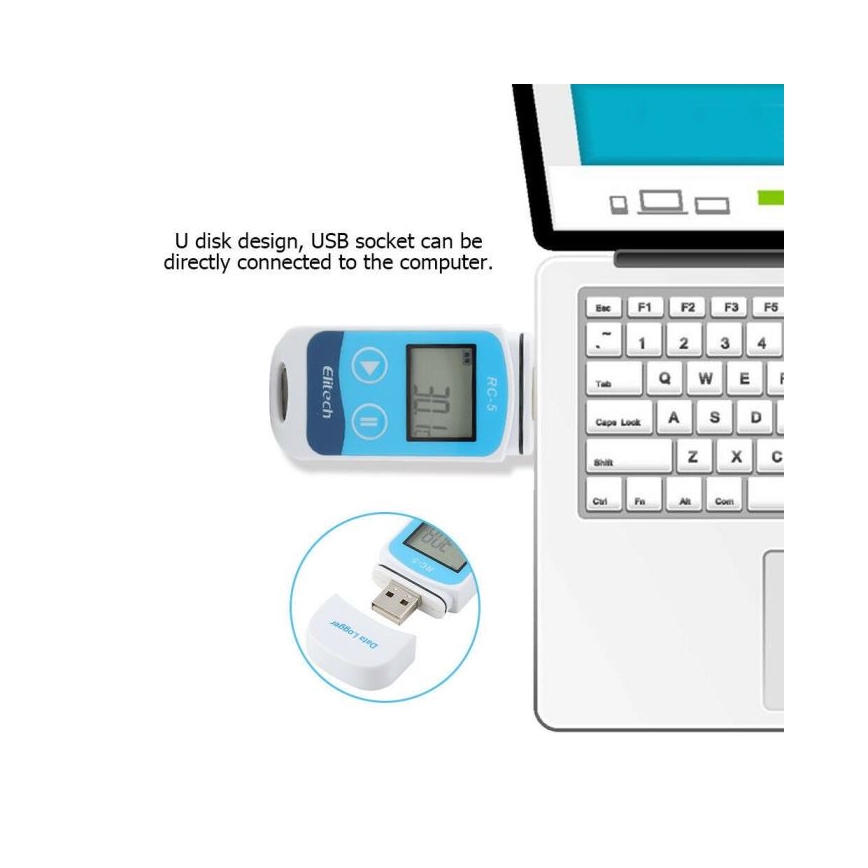Opnemende thermometer USB/1xCR2032 IP67