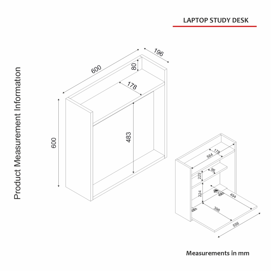 Opvouwbaar Bureau LAPTOP 60x60 cm bruin/wit