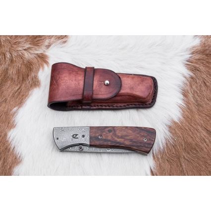 Opvouwbaar Damascus-mes 8 cm ijzerhout