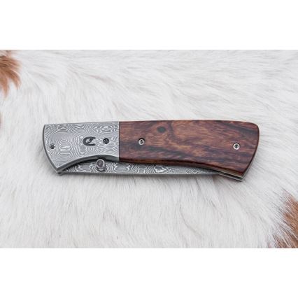 Opvouwbaar Damascus-mes 8 cm ijzerhout