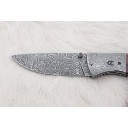 Opvouwbaar Damascus-mes 8 cm ijzerhout