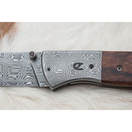 Opvouwbaar Damascus-mes 8 cm ijzerhout