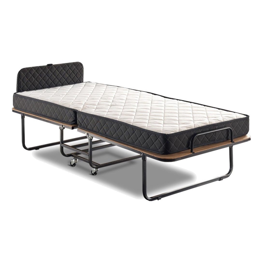 Opvouwbaar metalen eenpersoonsbed HERON 90x204 cm, wit — max. draagkracht 120 kg