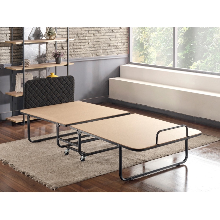 Opvouwbaar metalen eenpersoonsbed HERON 90x204 cm, wit — max. draagkracht 120 kg
