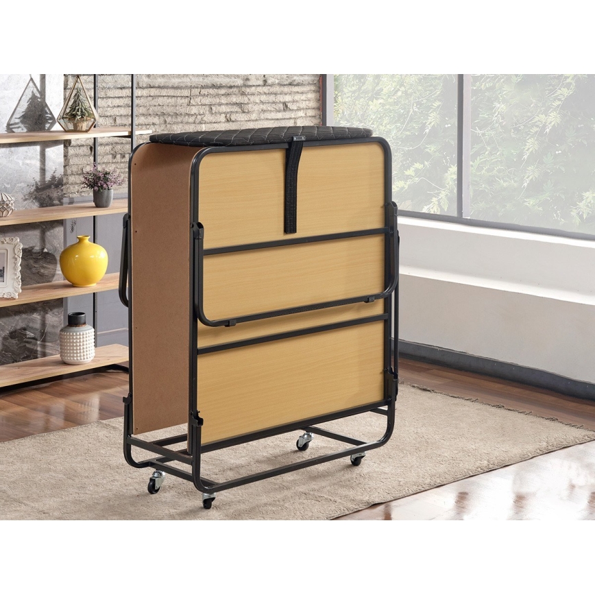 Opvouwbaar metalen eenpersoonsbed HERON 90x204 cm, wit — max. draagkracht 120 kg