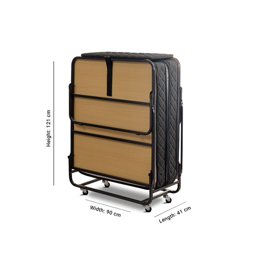 Opvouwbaar metalen eenpersoonsbed HERON 90x204 cm, wit — max. draagkracht 120 kg