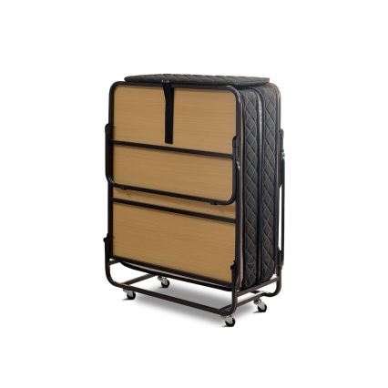 Opvouwbaar metalen eenpersoonsbed HERON inclusief matras, 90 x 204 cm, wit