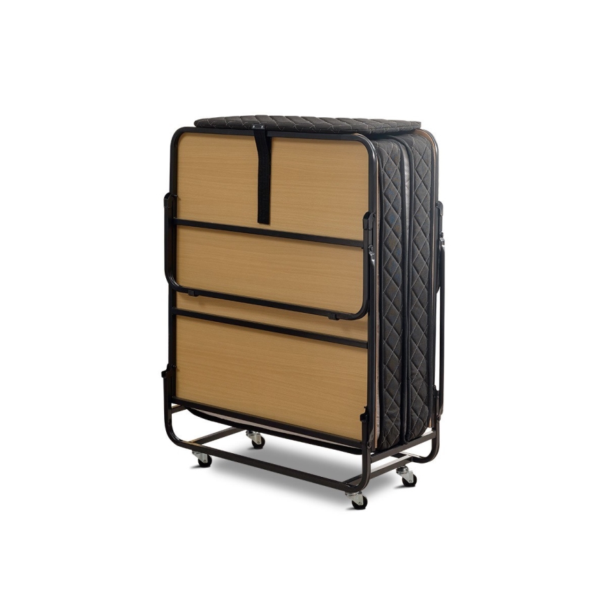 Opvouwbaar metalen eenpersoonsbed HERON inclusief matras, 90 x 204 cm, wit