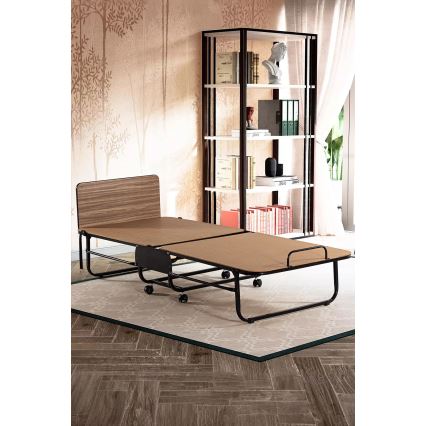 Opvouwbaar metalen eenpersoonsbed HERON met matras 80 x 190 cm, wit, draagvermogen 120 kg