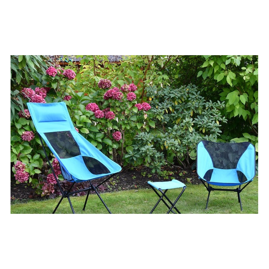 Opvouwbare campingstoel blauw 63 cm