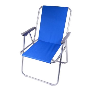 Opvouwbare campingstoel blauw/mat chroom