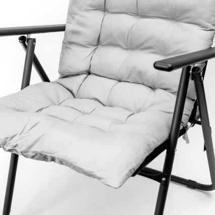 Opvouwbare campingstoel met matras zwart/grijs
