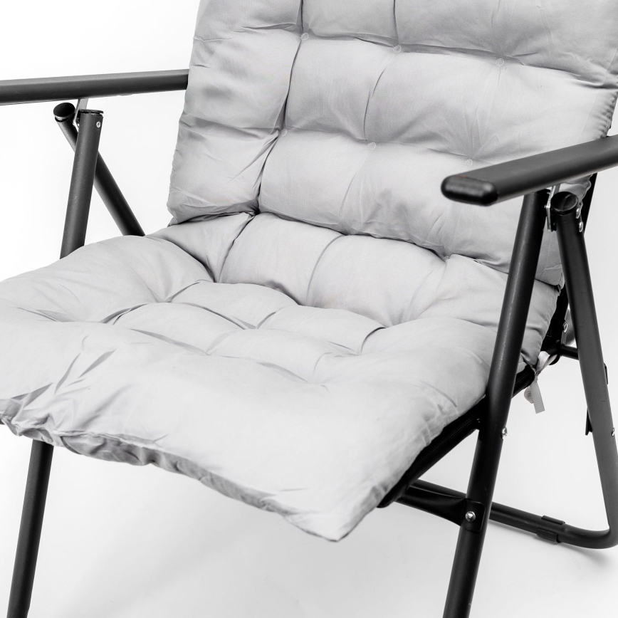 Opvouwbare campingstoel met matras zwart/grijs