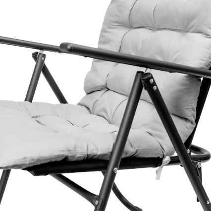 Opvouwbare campingstoel met matras zwart/grijs