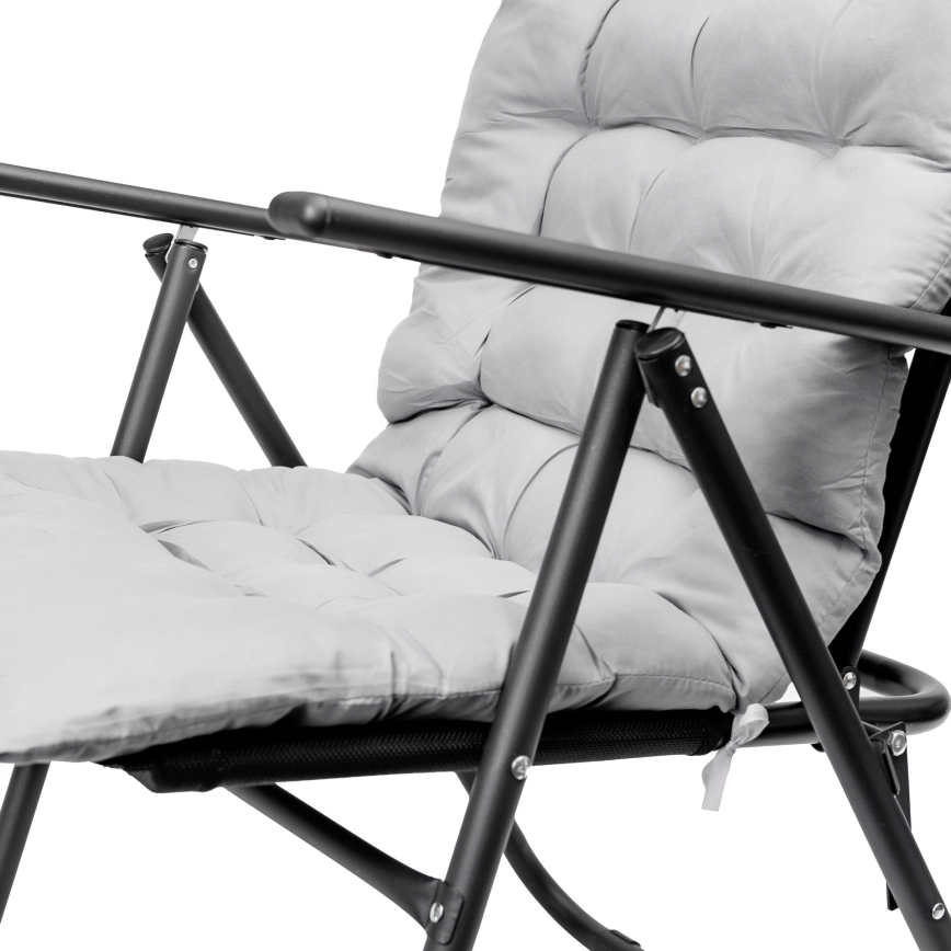 Opvouwbare campingstoel met matras zwart/grijs
