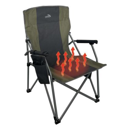 Opvouwbare campingstoel met verwarmingsfunctie 11/5V groen/grijs