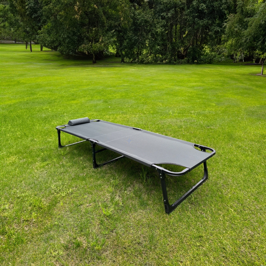 Opvouwbare kampeerligstoel met matras grijs