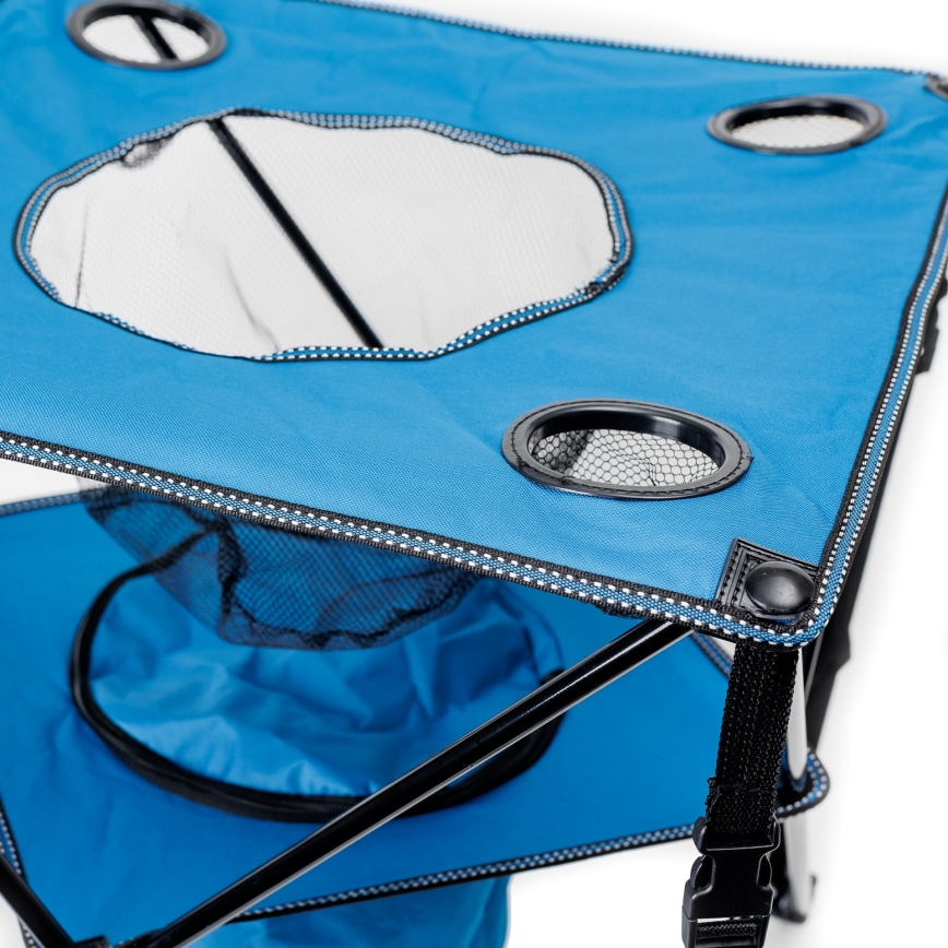 Opvouwbare kampeertafel + 2x stoel blauw