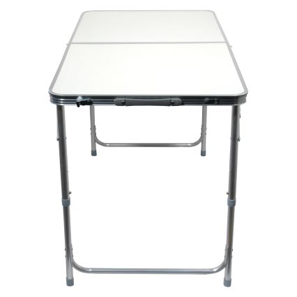 Opvouwbare kampeertafel + 4x stoel wit/mat chroom