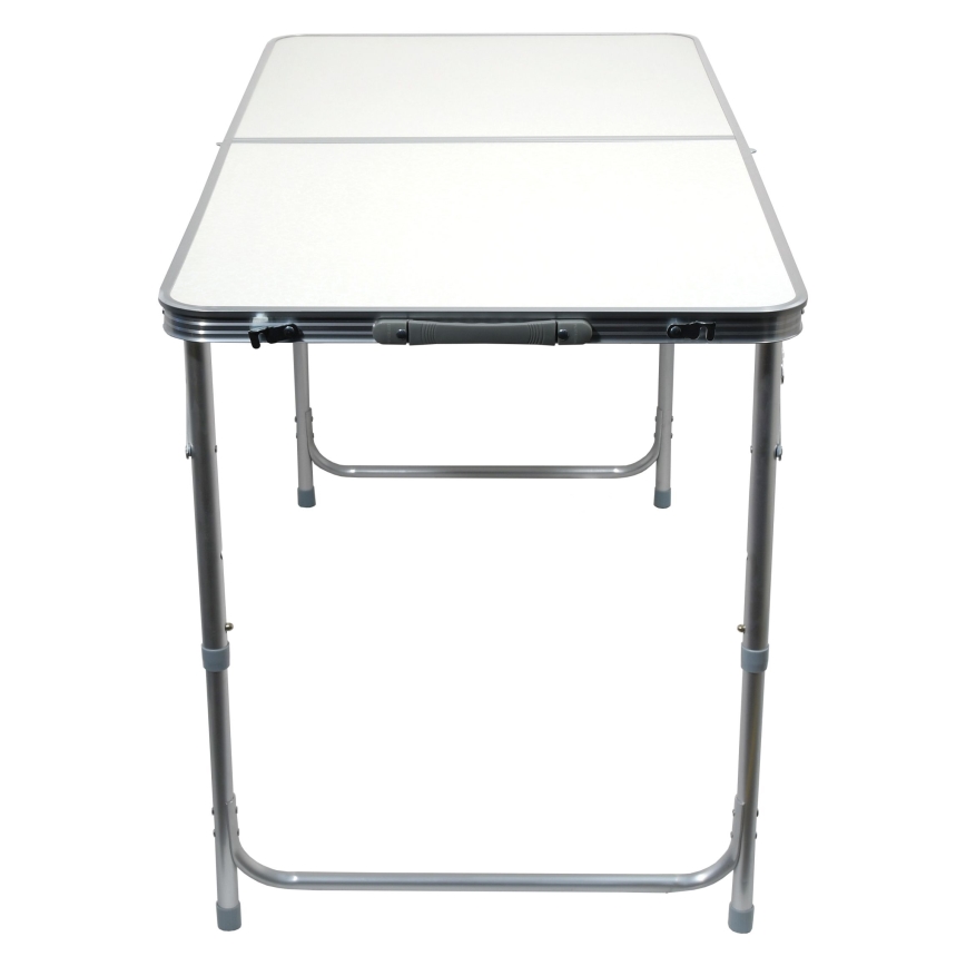 Opvouwbare kampeertafel + 4x stoel wit/mat chroom