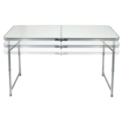 Opvouwbare kampeertafel + 4x stoel wit/mat chroom