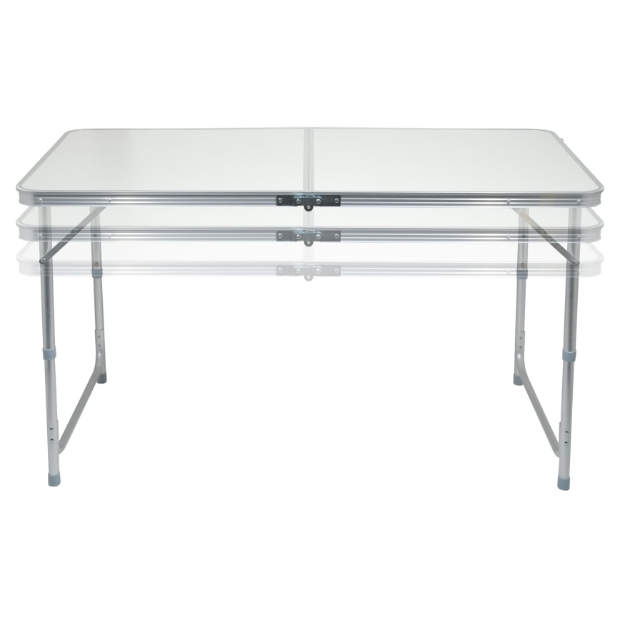 Opvouwbare kampeertafel + 4x stoel wit/mat chroom