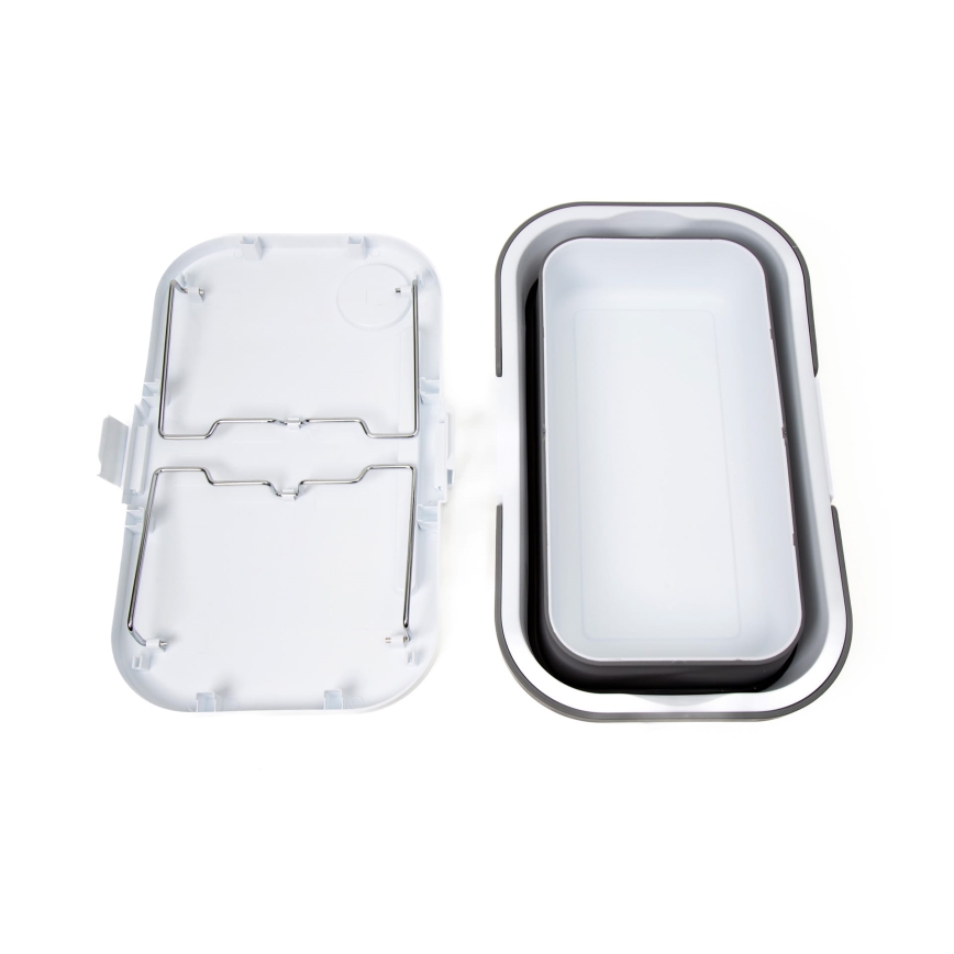 Opvouwbare picknickmand voor op de camping met een deksel 2in1 wit/grijs