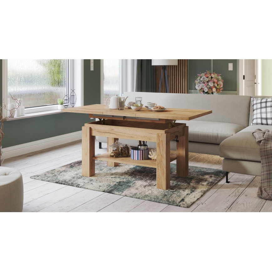 Opvouwbare salontafel met een plank ADONIS eiken