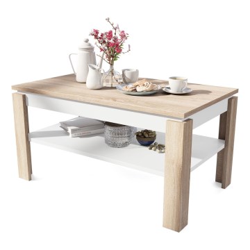 Opvouwbare salontafel met hefdak met plank ADEN eiken sonoma/wit