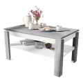 Opvouwbare salontafel met hefdak met plank ADEN grijs/wit