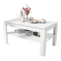 Opvouwbare salontafel met hefdak met plank ADEN wit