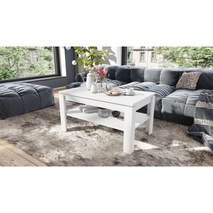 Opvouwbare salontafel met hefdak met plank ADEN wit