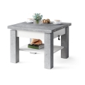 Opvouwbare salontafel met hefdak met plank CALEB grijs/wit